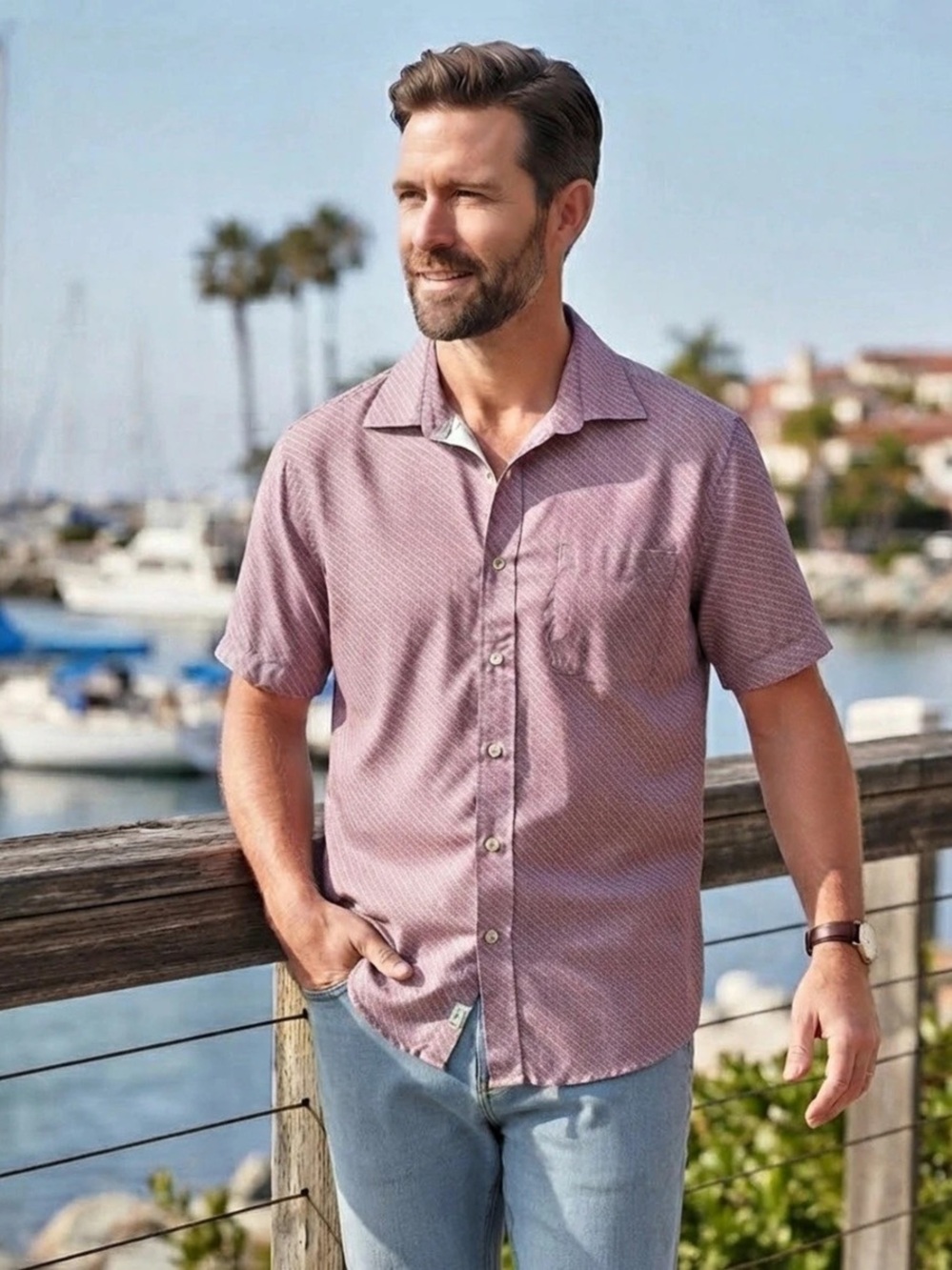 Nat Nast Men's Silk Geometric Button Down Size Medium